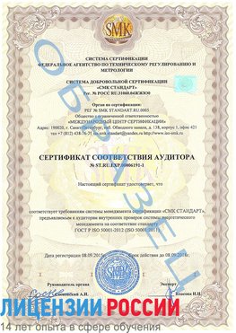 Образец сертификата соответствия аудитора №ST.RU.EXP.00006191-1 Королев Сертификат ISO 50001